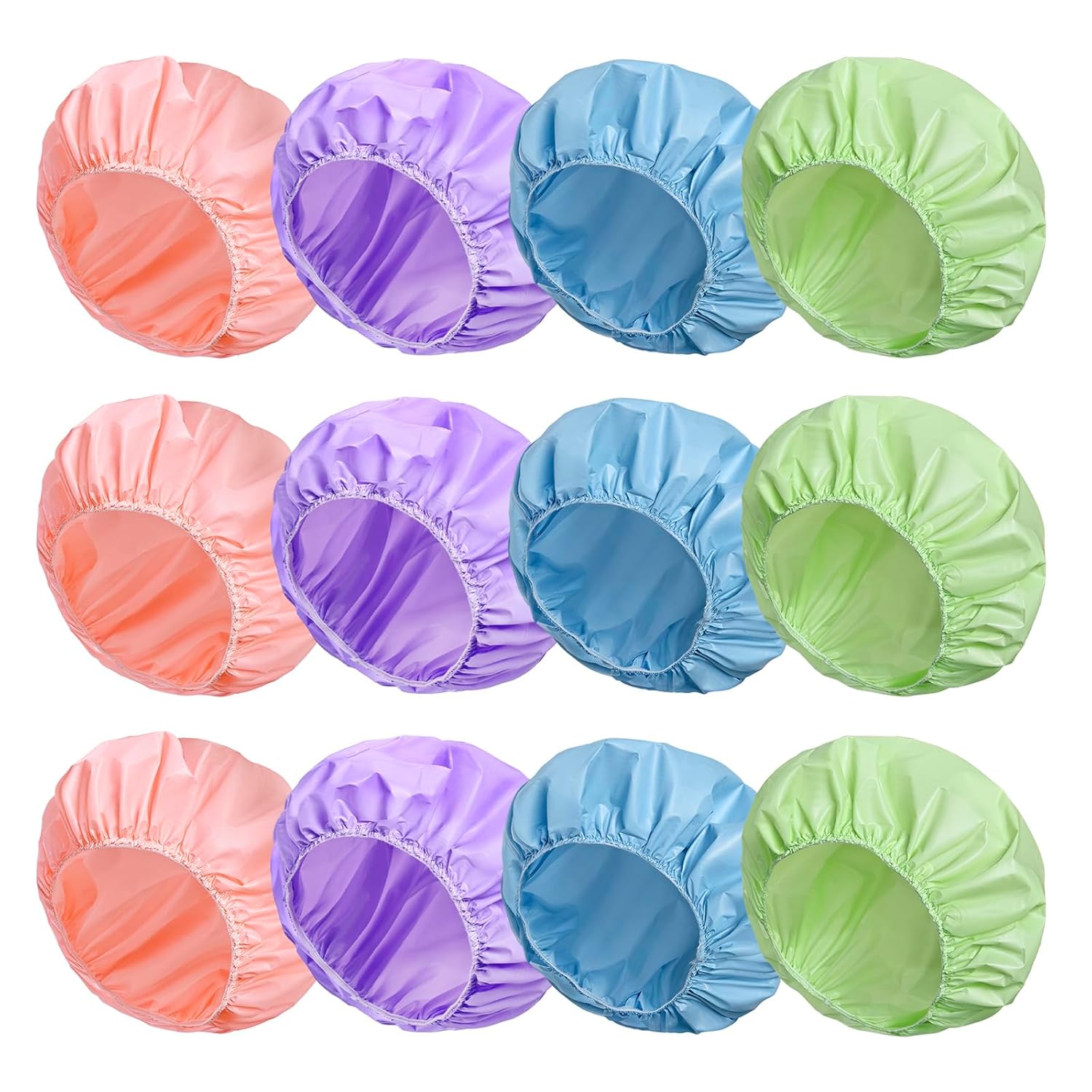6 PCS Shower Caps for Women, Double Side Waterproof Shower Cap, Reusable Elastic Bath Caps for Shower, EVA Bathing Shower Caps, Bath Hair Caps - Candy Color