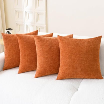 CaliTime Throw Pillow Covers Decorative 18 X 18 Inches Pack of 2 Cozy Chenille Cushion Cases for Couch Sofa Bed Living Room Home Navy Blue