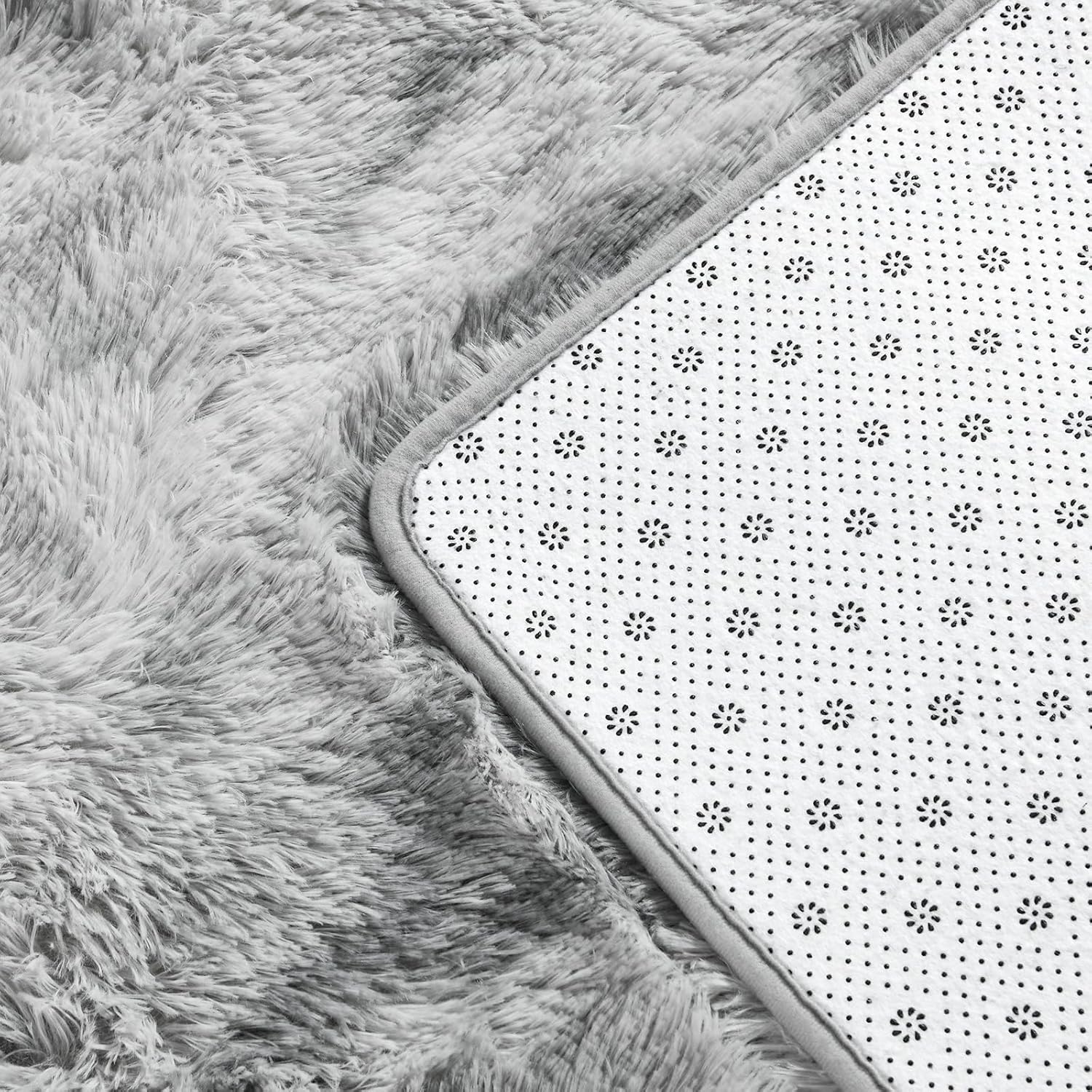 Large Shag Area Rugs 6 x 9, Tie-Dyed Plush Fuzzy Rug for Living Room, Ultra Soft Fluffy Furry Rugs for Bedroom, Indoor Carpet Nursery Rugs for Kids Room Home Decor, Light Grey