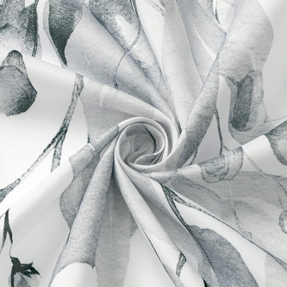 Grey Eucalyptus Shower Curtain, Watercolor Plant Leaves with Floral Bathroom Shower Curtain Set, Gray White, 72x72