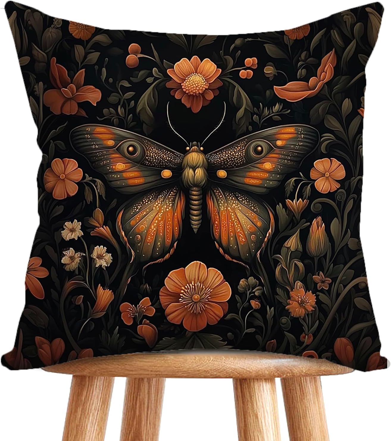 William Morris Abstract Vintage Print Floral Velvet Design Throw Pillow Covers Home Decor, Retro Art Decor Pillowcase Cushion Cover for Bed Sofa Living Room, Square 18x18inch (Black-Floral2)