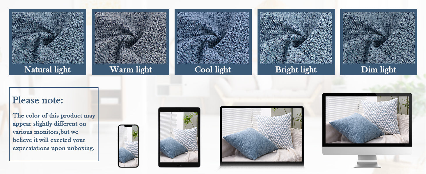 HPUK Decorative Throw Pillow Covers Set of 4 Square Couch Pillows Linen Cushion Cover for Couch Sofa Living Room, 18"x18" inches, Blue