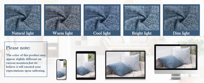 HPUK Decorative Throw Pillow Covers Set of 4 Square Couch Pillows Linen Cushion Cover for Couch Sofa Living Room, 18"x18" inches, Blue