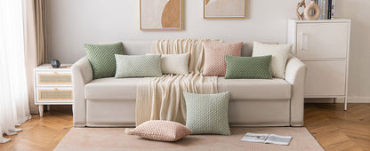 MIULEE Pack of 2 Decorative Throw Pillow Covers 18x18 Inch Soft Boho Striped Textured Corduroy Pillow Covers Spring Modern Farmhouse Home Decor for Couch Bed Sofa Living Room Sage Green