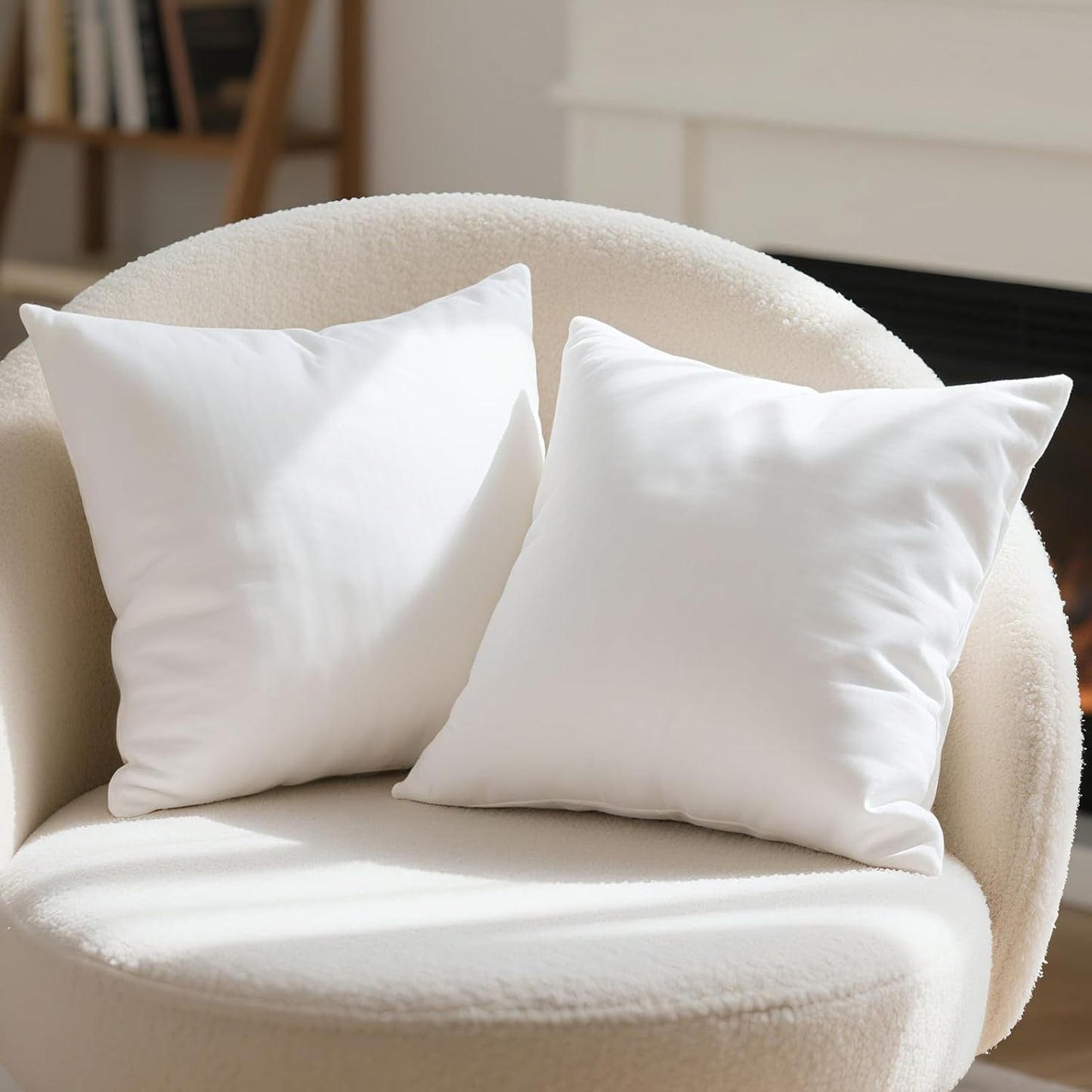 Phantoscope 100% Virgin Fiber Pillow Inserts, Premium Microfine Fiber Square Hypoallergenic Throw Pillow Inserts for Bedroom, Study, Chair 18x18 inches Pack of 4
