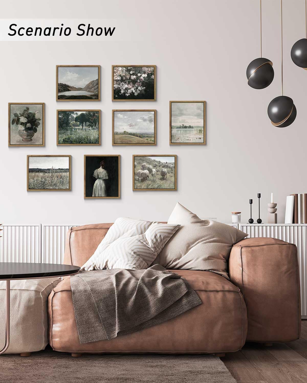 Framed Canvas Wall Art, Meadow with Flowers Painting, Landscape for Living Room, Bedroom, Home, Bathroom Decor, 8x10
