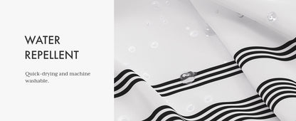 Shower Curtain, Washable Cloth Black Shower Curtain Sets with 12 Shower Curtain Hooks, Fabric Rustic Black and White Striped Curtain, Farmhouse Bathroom Curtains, 72x72 Inches