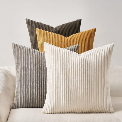 Throw Pillow Covers Cushion Cases, Set of 4 Soft Velvet Modern Double-Sided Designs, Mix and Match for Boho Farmhouse Fall Home Decor (18x18 inch, Orange/Teal)