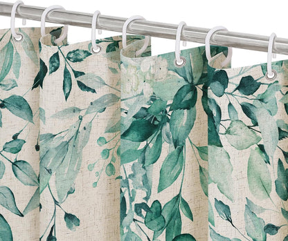 Grey Eucalyptus Shower Curtain, Watercolor Plant Leaves with Floral Bathroom Shower Curtain Set, Gray White, 72x72