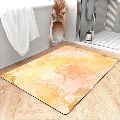 Fast Drying Thin Bath Mat Bathtub Mat | Diatomite Bathmat with Absorbent and Non-Slip Surface Easy to Clean | Colorful Marble Texture Bathroom Rug (3x5ft/36x60in/90x150cm, Pink/Medium Purple)