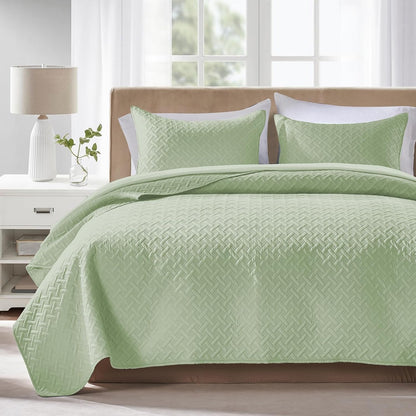 Quilts Queen Size - Ultra Soft Navy Blue Quilt Lightweight Microfiber Bedspreads, Classic Basket Weave Pattern Bedspread Bed Coverlet 3 Pieces for All-Season (1 Quilt, 2 Pillow Shams) | Breathable material, Easy care