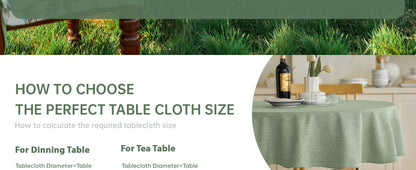 Decorelia Faux Linen Round Tablecloths 60 inch, Waterproof Decorative Washable Texture Rustic Circle Table Cloth Cover for Dining Kitchen Party Farmhouse Outdoor(Round (2-4 Seats),Sage Green)