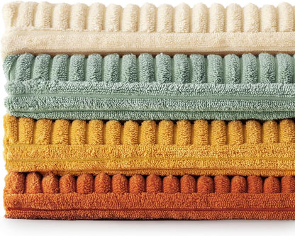 MIULEE Teal Orange Decorative Throw Pillow Covers 18x18 Inch Set of 4 Boho Corduroy Striped Cushion Cases Modern Farmhouse Patchwork Pillow Cases for Couch Sofa Bedroom Home Decor