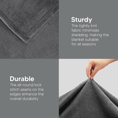 Bedding Fleece Blanket Queen Size Grey (90x90 Inches) Ultra Soft Warm Lightweight Microfiber Breathable Anti-Static Cozy Bed Blanket, All-Season Home Decor Gift for Men & Women