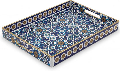 Coffee Table Trays for Living Room Serving Tray with Handles, Modern Large Tray for Ottoman Coffee Table