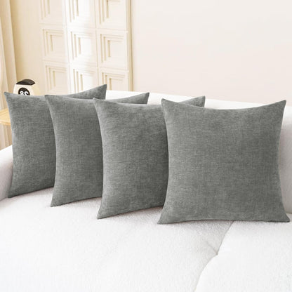 CaliTime Throw Pillow Covers Decorative 18 X 18 Inches Pack of 2 Cozy Chenille Cushion Cases for Couch Sofa Bed Living Room Home Navy Blue