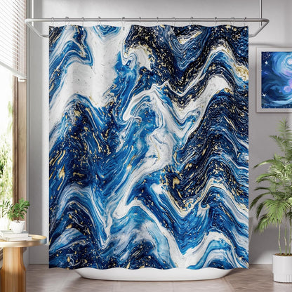Shower Curtain, Washable Cloth Black Shower Curtain Sets with 12 Shower Curtain Hooks, Fabric Rustic Black and White Striped Curtain, Farmhouse Bathroom Curtains, 72x72 Inches