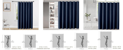 Moga Navy Blue Fabric Shower Curtains for Bathroom - Blue Hotel Spa Polyester Cloth Bath Curtain with 12 Holes, 72x72, Machine Washable, Navy Blue
