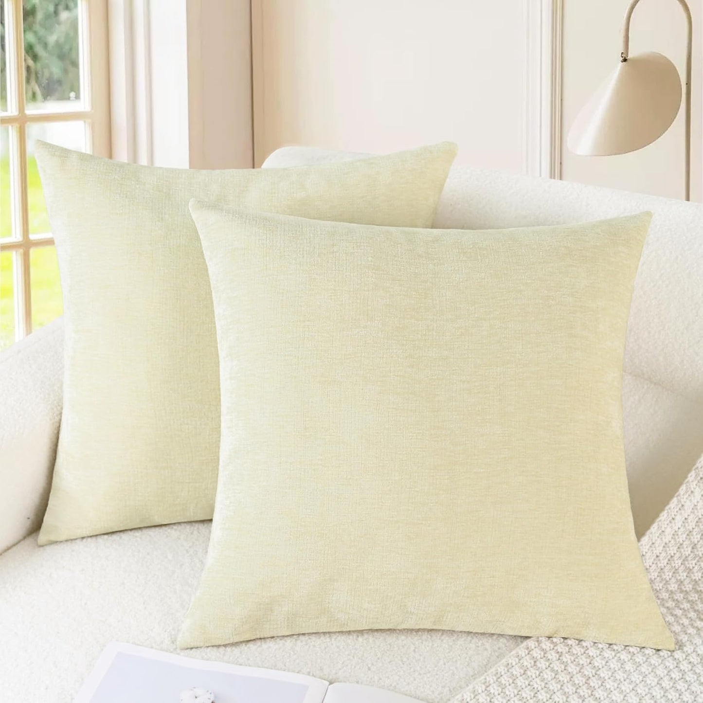 CaliTime Throw Pillow Covers Decorative 18 X 18 Inches Pack of 2 Cozy Chenille Cushion Cases for Couch Sofa Bed Living Room Home Navy Blue