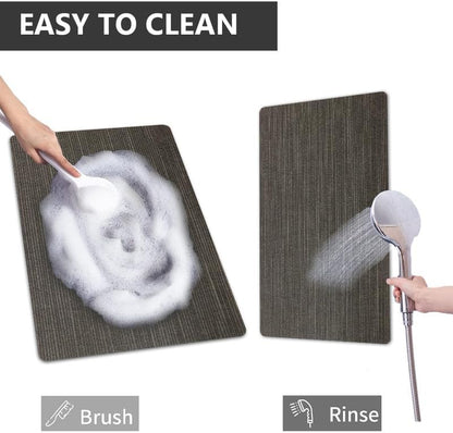 Bath Mat Rug, Quick Dry Super Absorbent Bathroom Mat, Non Slip Stain Resistant Bathroom Floor Mat Washable Ultra Thin Bathmat Fit Under Door for Shower Room, Dark Gray Stripe, 3ft x 5ft