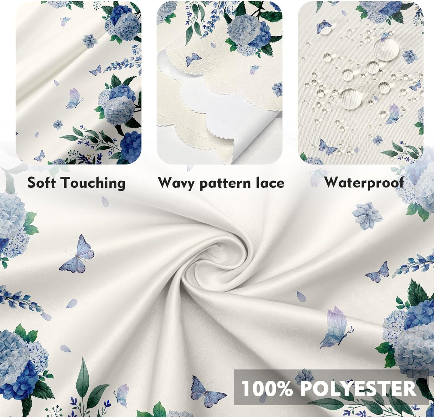 Round Tablecloth, Summer Tablecloths Polyester Waterproof Stain Wrinkle Free, Indoor and Outdoor Table Cover for Kitchen Party Dining Table