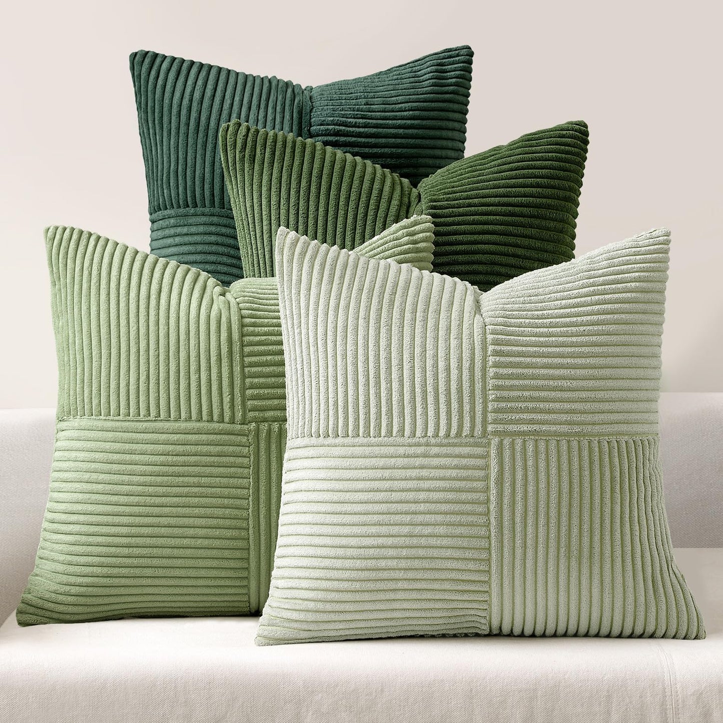 MIULEE Teal Orange Decorative Throw Pillow Covers 18x18 Inch Set of 4 Boho Corduroy Striped Cushion Cases Modern Farmhouse Patchwork Pillow Cases for Couch Sofa Bedroom Home Decor