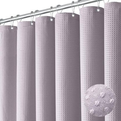 Dynamene Sage Green Shower Curtain - Waffle Textured Heavy Duty Thick Fabric Shower Curtains for Bathroom, 256GSM Luxury Weighted Polyester Cloth Bath Curtain Set with 12 Plastic Hooks，72Wx72H,Green