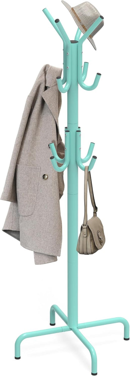 Simple Houseware Standing Coat and Hat Hanger Organizer Rack, 12 Hooks, Bronze