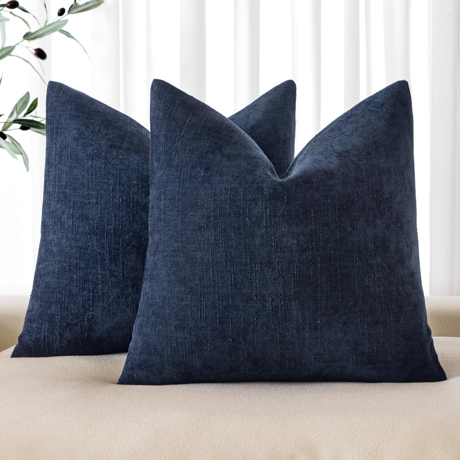 MIULEE Pack of 2 Decorative Throw Pillow Covers Soft Chenille Throw Pillows Solid Neutral Farmhouse Textured Cushion Covers for Couch Sofa Bedroom Living Room 20x20 Inch, Taupe Grey