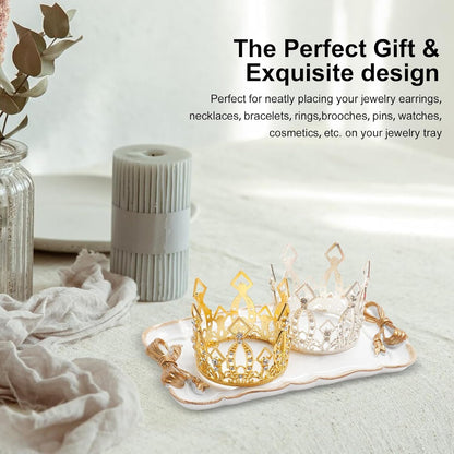 Jewelry Organizer, Decorative Tray for Jewelry, Towel, Storage, Rings, Bracelets, Earrings, Cosmetics, Retro Design, Bow Decor Resin Plate Coquette for Room Decor, White