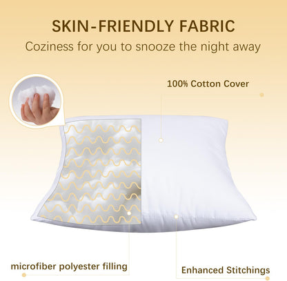 OKBA Throw Pillows Insert Set of 2, with 100% Cotton Cover,Bed and Couch - Indoor Hotel Decorative Pillows, 20x20 in White Pillows Inserts