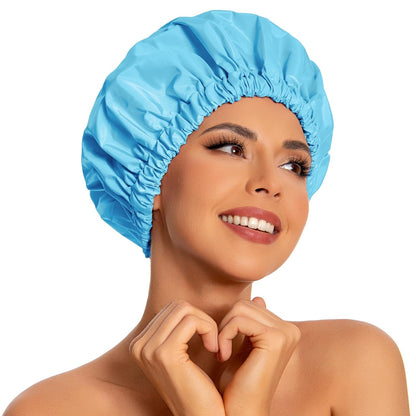 Reusable Shower Cap for Women, Large Waterproof Shower Bonnet Washable Elastic Band Bath Hair Hat for Long Hair, Braids(Pink)