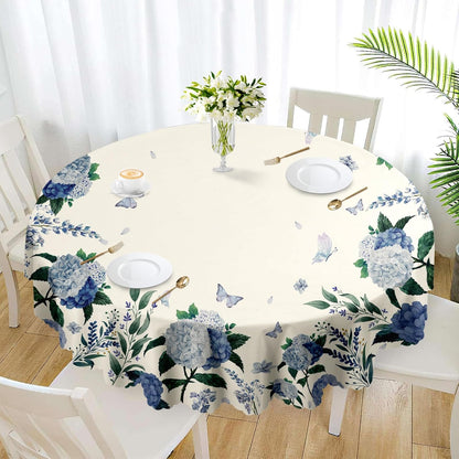 Round Tablecloth, Summer Tablecloths Polyester Waterproof Stain Wrinkle Free, Indoor and Outdoor Table Cover for Kitchen Party Dining Table