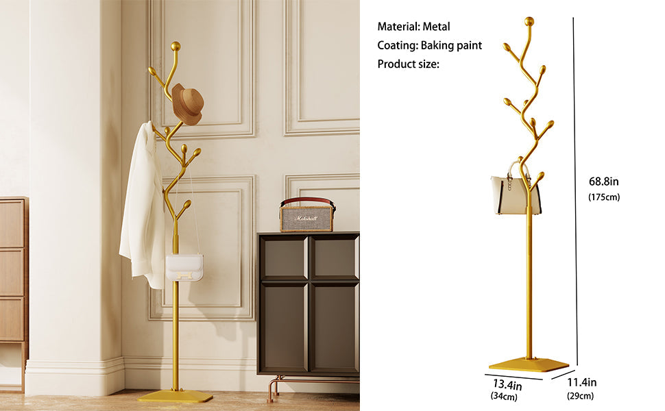Tree-shaped coat rack stand,Metal coat tree with 8 Hooks and sturdy cast iron base,Heavy Duty coat rack freestanding coat hanger stand for Clothes Hats Scarfs Purses (black)