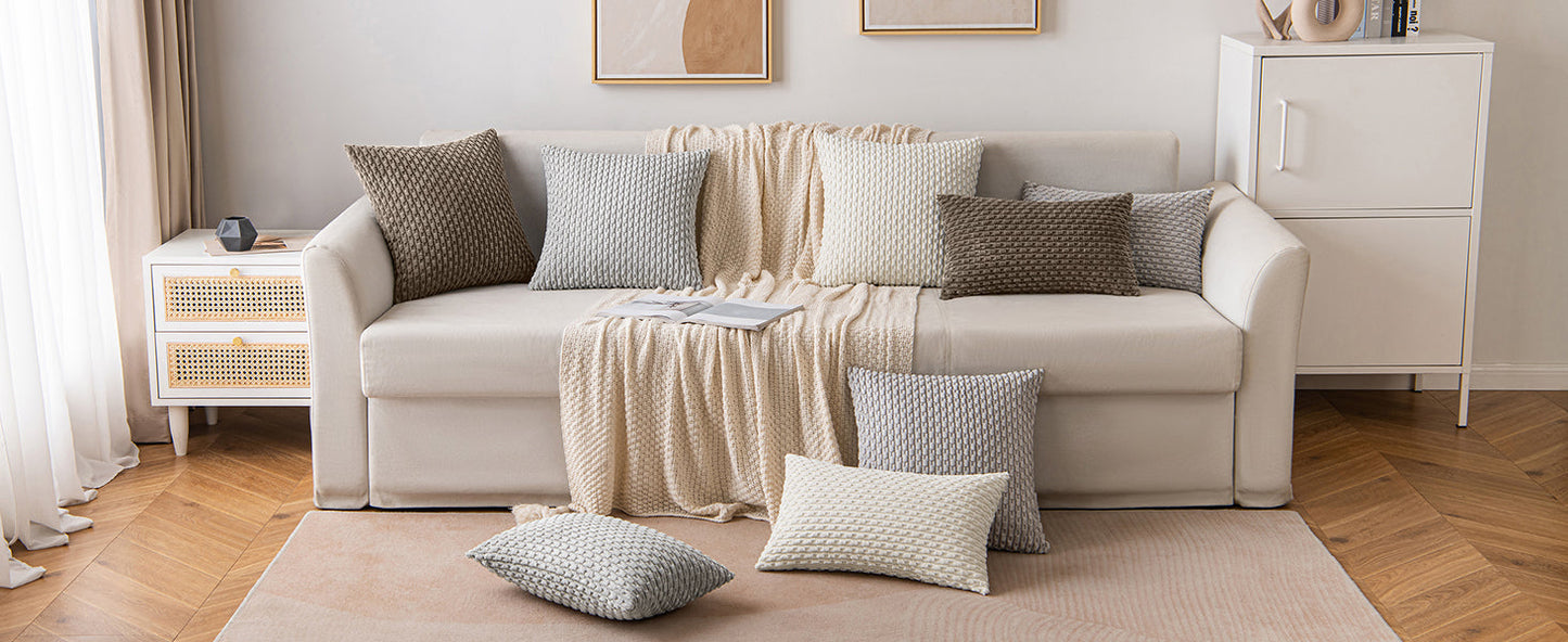 MIULEE Pack of 2 Decorative Throw Pillow Covers 18x18 Inch Soft Boho Striped Textured Corduroy Pillow Covers Spring Modern Farmhouse Home Decor for Couch Bed Sofa Living Room Sage Green