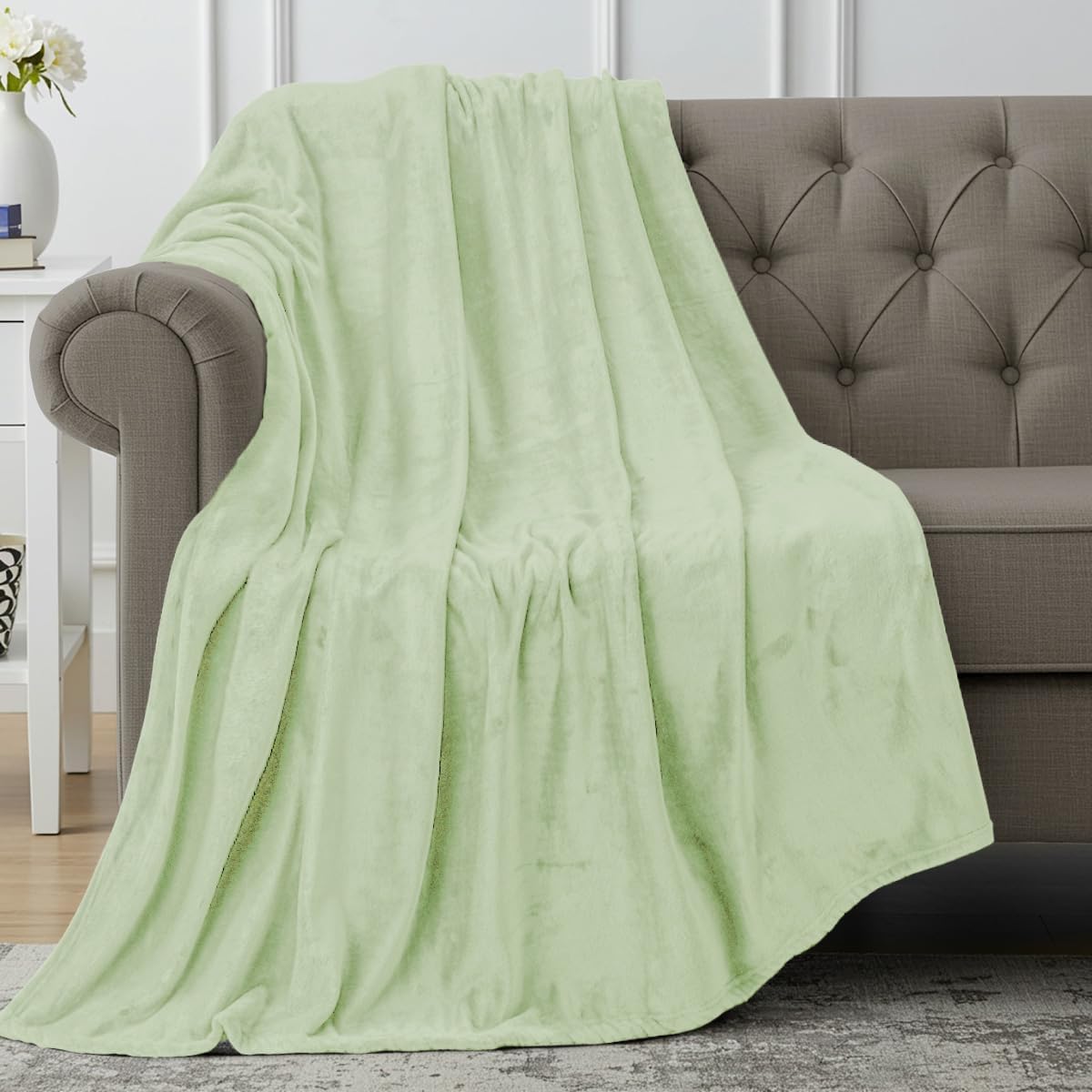 Bedding Fleece Blanket Queen Size Grey (90x90 Inches) Ultra Soft Warm Lightweight Microfiber Breathable Anti-Static Cozy Bed Blanket, All-Season Home Decor Gift for Men & Women