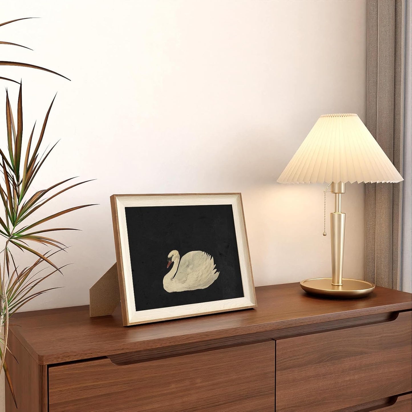 Framed Wall Art for Living Room, Swan Art Canvas Prints, Vintage Home Decor, Animals Painting Picture, Bathroom Wall Decor Gifts for Friends or Family - 12L x 10W