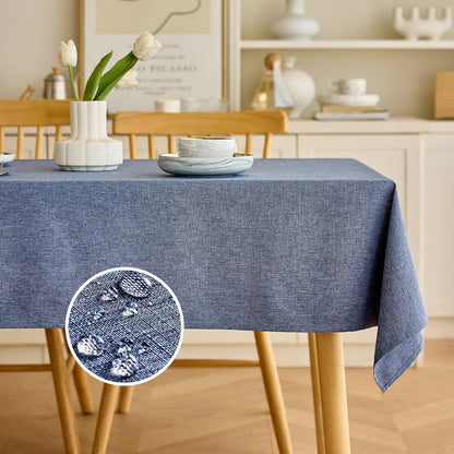 Decorelia Faux Linen Round Tablecloths 60 inch, Waterproof Decorative Washable Texture Rustic Circle Table Cloth Cover for Dining Kitchen Party Farmhouse Outdoor(Round (2-4 Seats),Sage Green)