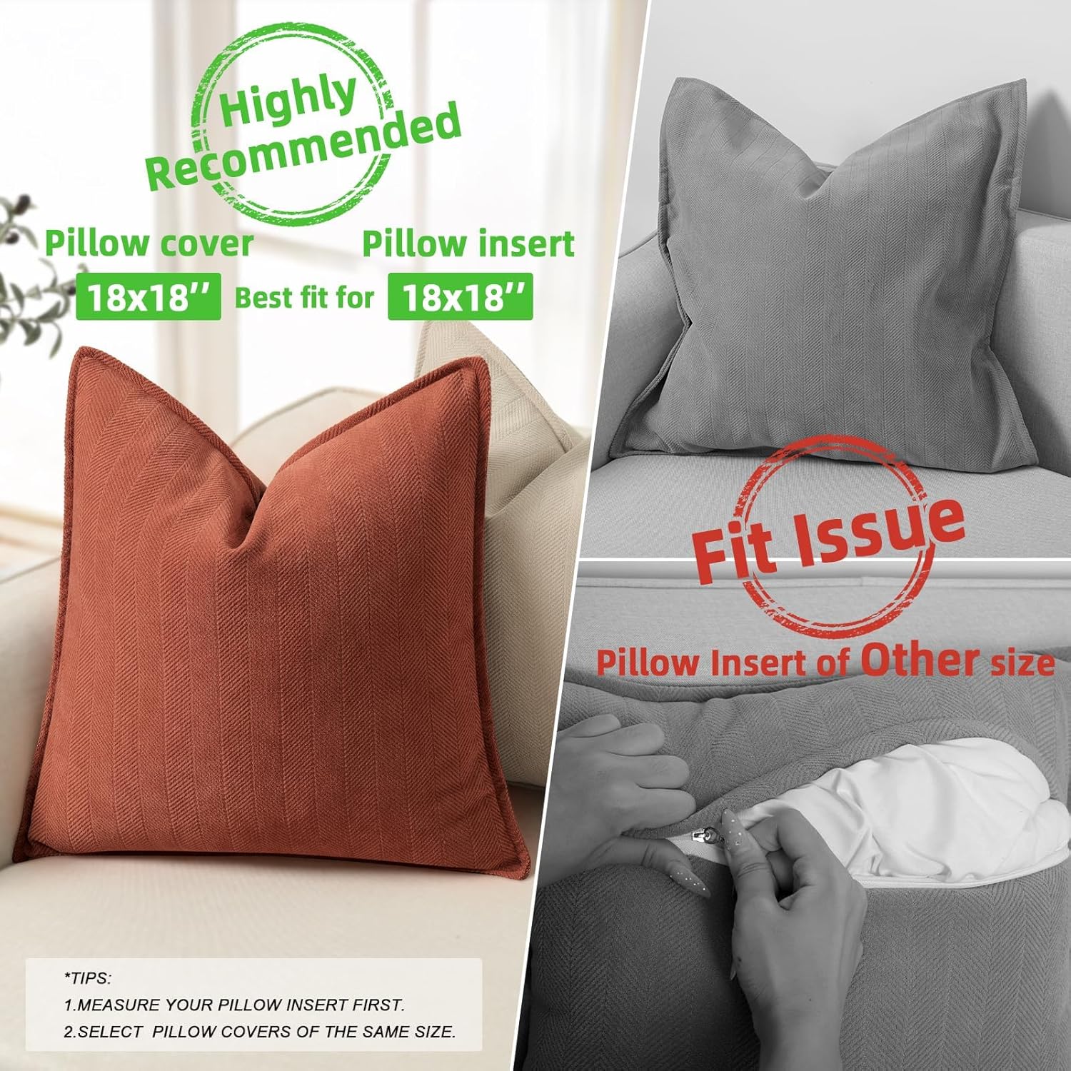 Rust Chenille Throw Pillow Covers