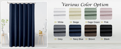 Moga Navy Blue Fabric Shower Curtains for Bathroom - Blue Hotel Spa Polyester Cloth Bath Curtain with 12 Holes, 72x72, Machine Washable, Navy Blue
