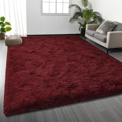 Large Shag Area Rugs 6 x 9, Tie-Dyed Plush Fuzzy Rug for Living Room, Ultra Soft Fluffy Furry Rugs for Bedroom, Indoor Carpet Nursery Rugs for Kids Room Home Decor, Light Grey