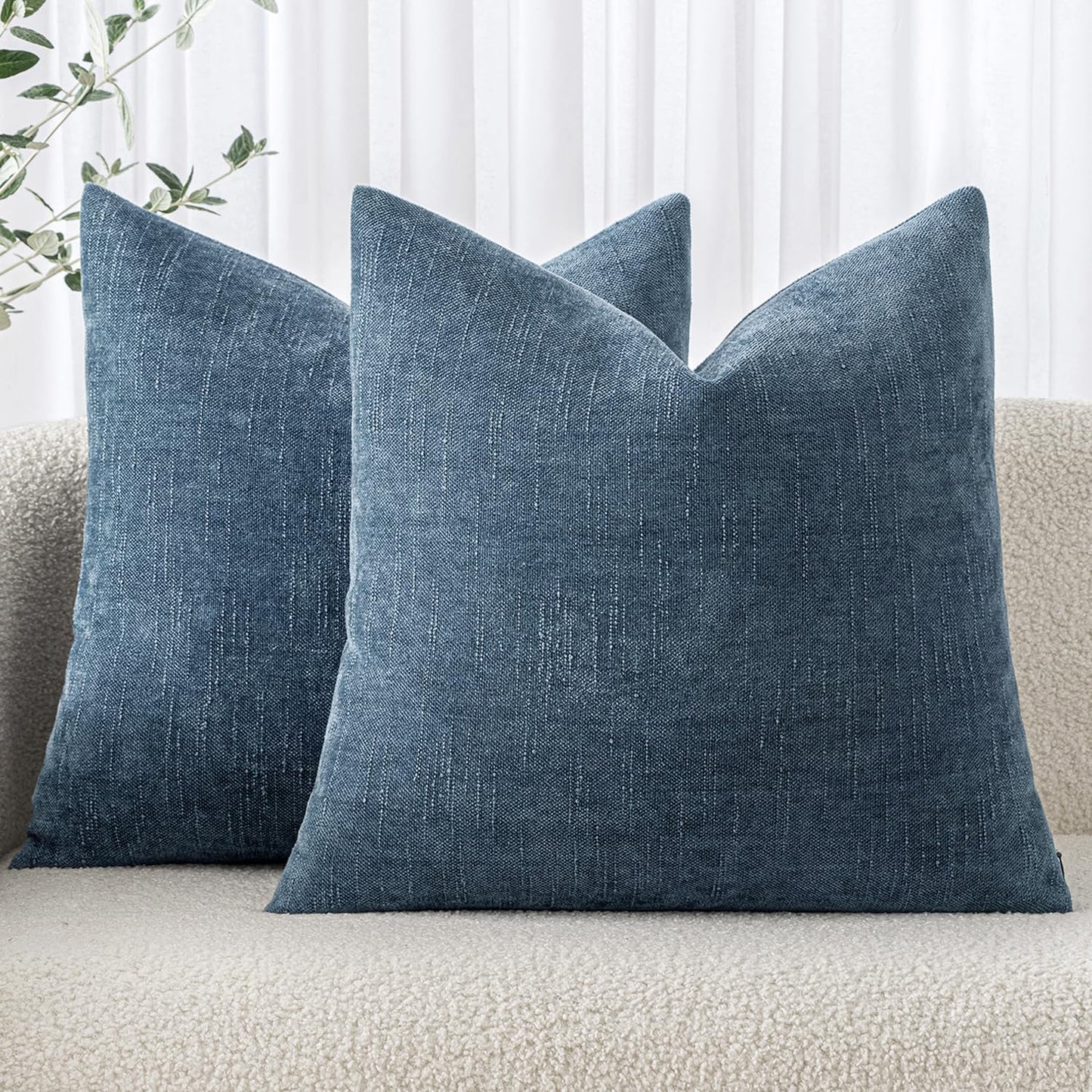 MIULEE Pack of 2 Decorative Throw Pillow Covers Soft Chenille Throw Pillows Solid Neutral Farmhouse Textured Cushion Covers for Couch Sofa Bedroom Living Room 20x20 Inch, Taupe Grey