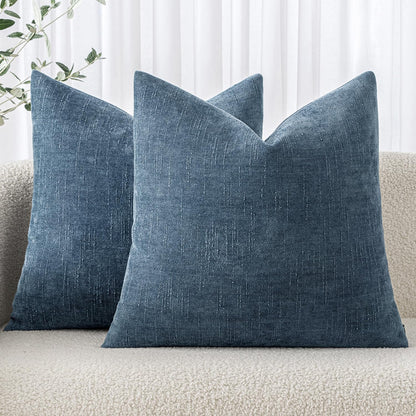 MIULEE Pack of 2 Decorative Throw Pillow Covers Soft Chenille Throw Pillows Solid Neutral Farmhouse Textured Cushion Covers for Couch Sofa Bedroom Living Room 20x20 Inch, Taupe Grey